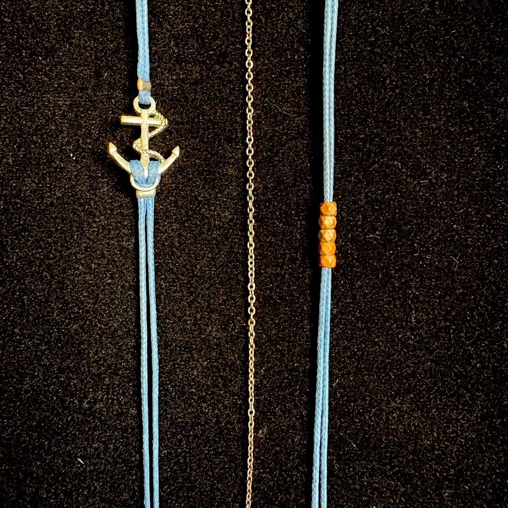 Blue Anchor Anklet Set